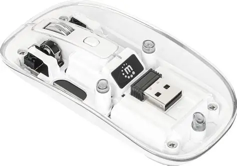 MOUSE MANHATTAN USB 1600 DPI LED TRANSPARENTE/BRANCO