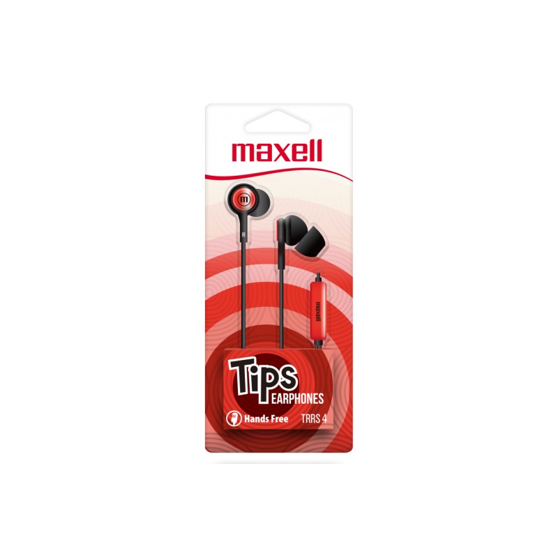 IN-EAR MAXELL EB STEREO W/MIC RED 348122