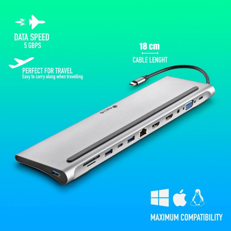 HUB NGS WONDERDOCK 12 PRO WIN/MAC DP-HDMI-VGA-LAN-USB