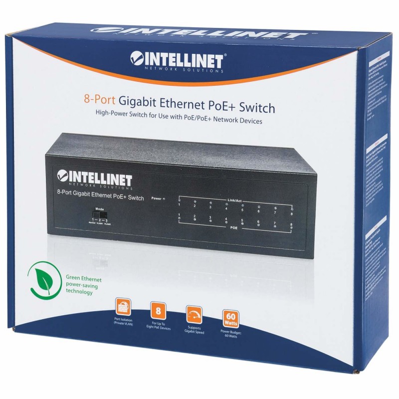 SWITCH 8 Intellinet 10/100 Gigabit Ethernet PoE+Switch