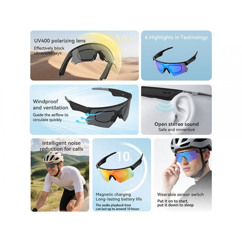 SMARTGLASSES BLACKVIEW D2 SPORT OCULOS DE SOL COM CAMERA CHAMADAS E TRADUÇÃO
