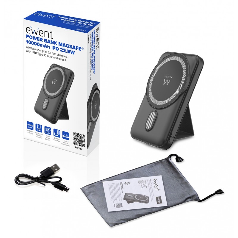 POWERBANK EWENT 10000MAH WIRELESS 15W PRETO
