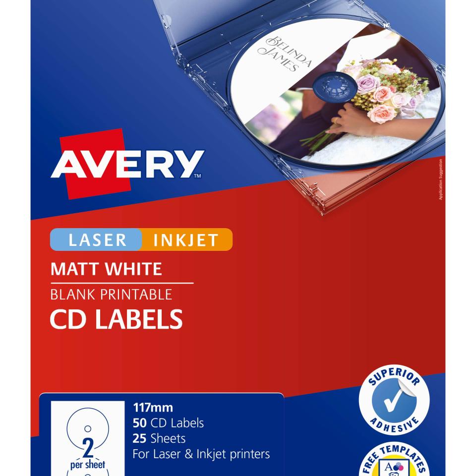 AVERY ETIQUETAS CD/DVD LASER 25 LABELS