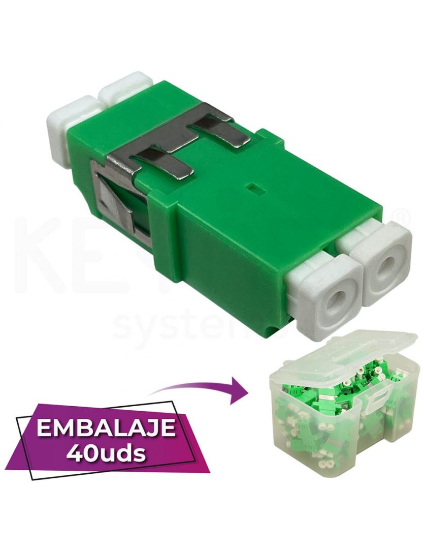 Adaptador fibra LC-LC APC SM Monomodo Dx Duplex verde