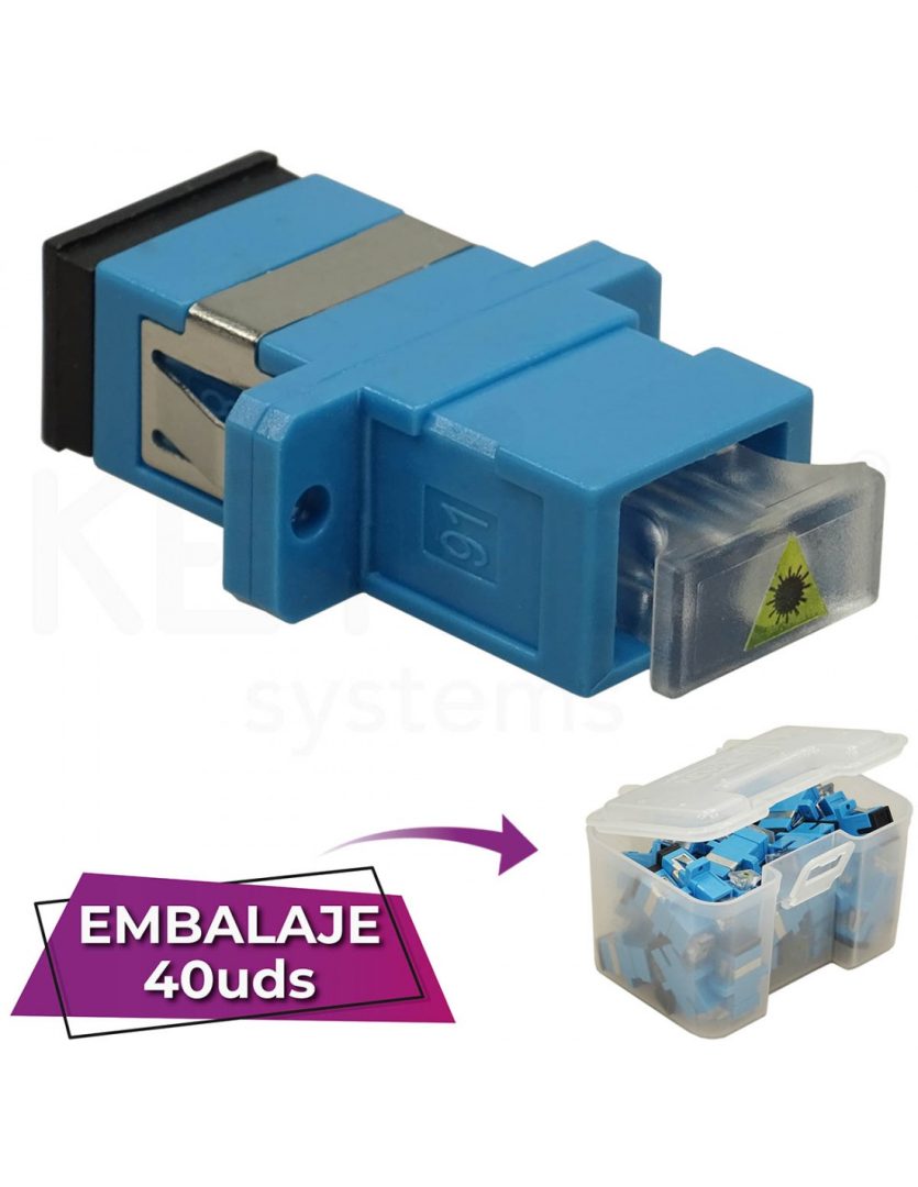 Adaptador fibra SC-SC PC SM Monomodo Sx Simplex azul