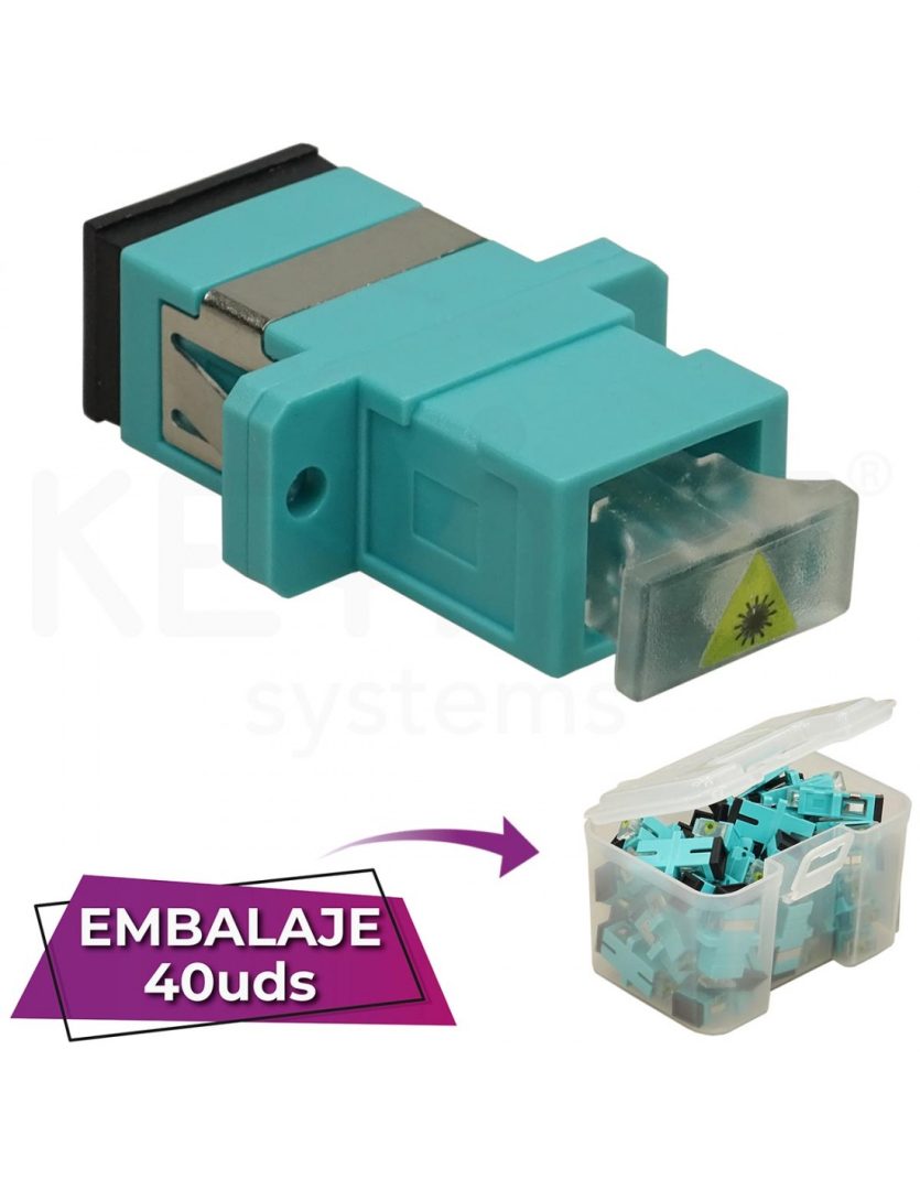 Adaptador fibra SC-SC PC MM OM3 Multimodo Sx Simplex aqua