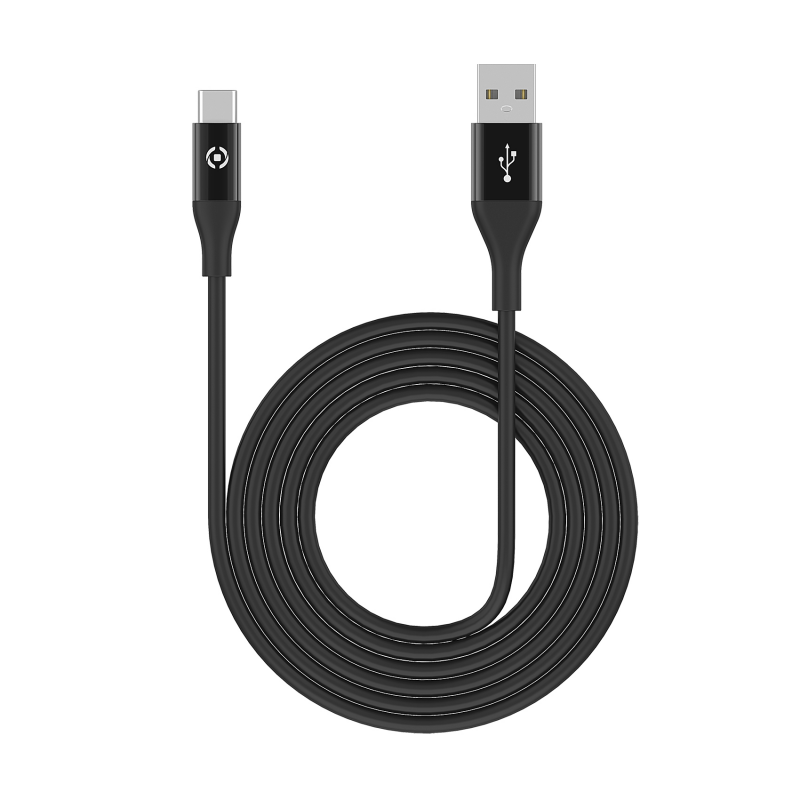 CABO CELLY USB A USB-C SILICONE 1M BLACK