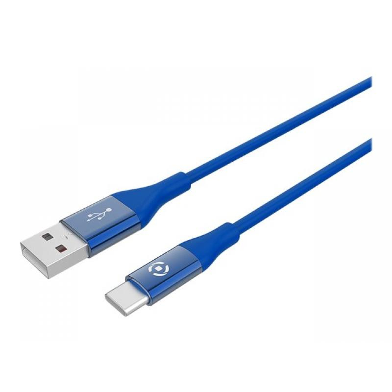 CABO CELLY USB A USB-C SILICONE 1M BLUE