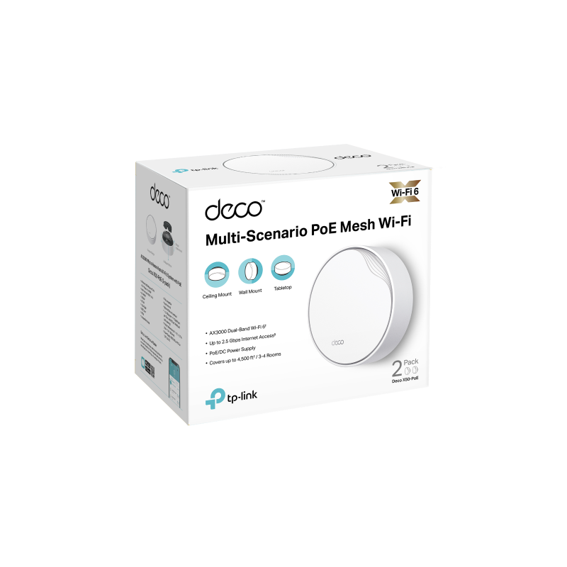 ROUTER TP-LINK WIFI 6 AX3000 MESH POE CELLING MOUNT